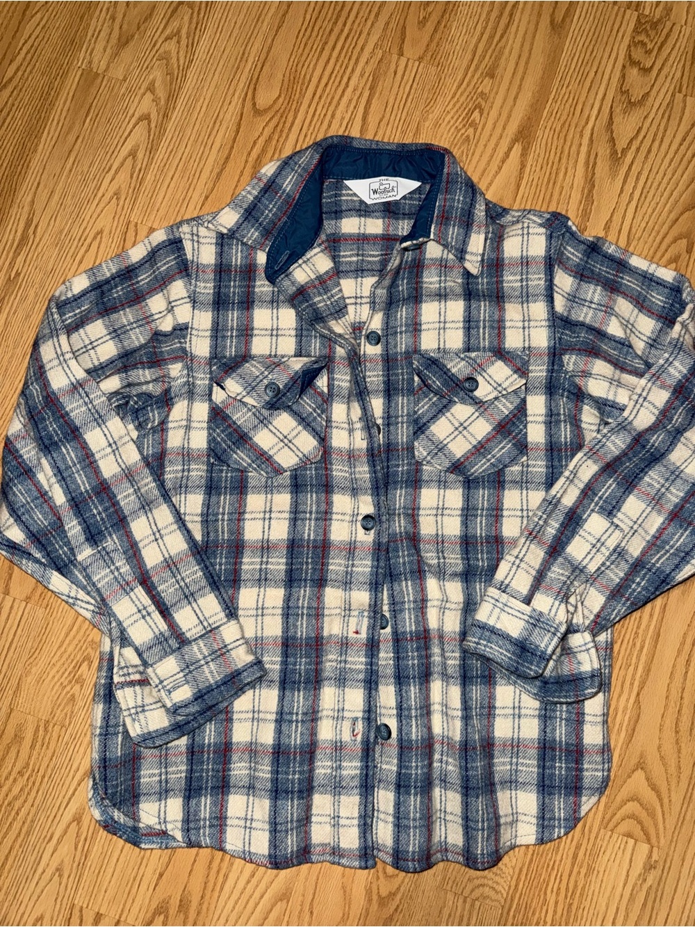 Woolrich Women’s Medium Blue Plaid Flannel Shirt Jacket Shacket
